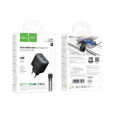 Сетевое Зарядное Устройство Hoco C158A 1USB-C/1USB QC/PD45W GAN+Type-C to Type-C Черный