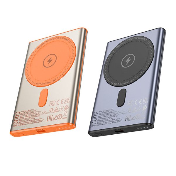 Power Bank Hoco Q32 Bird PD20W wireless magnetic 5000mAh Металлический серый