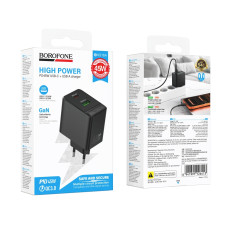 Сетевое Зарядное Устройство Borofone BAS16A 1USB-C/1USB QC/PD 45W GAN Черный