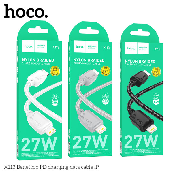Кабель USB Hoco X113 Type-C to Lightning PD27W Бiлий