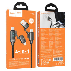 USB Hoco U152 PD3.1 240W 4-in-1 USB/C to iP/C Led Display 1.2m Чорний