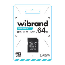 Карта Памяти Wibrand MicroSDHC 64gb UHS-1 10 Class & Adapter Черный