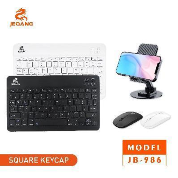 Бездротова Клавіатура і Миша JEQANG JB-986 BT keyboard+mouse+bracket Колір Чорний