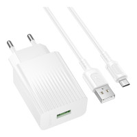 Сетевое Зарядное Устройство Borofone BAS72A 1USB QC 18W+USB to Micro Белый
