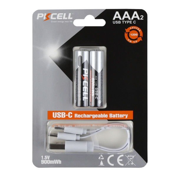 Аккумуляторная батарейка AAA PKCELL AAA-900 USB-C 900mWh (2 ед.) AAA