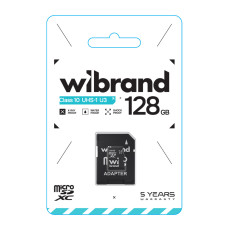 Карта Памяти Wibrand MicroSDHC 128gb UHS-1 U3 10 Class & Adapter Черный