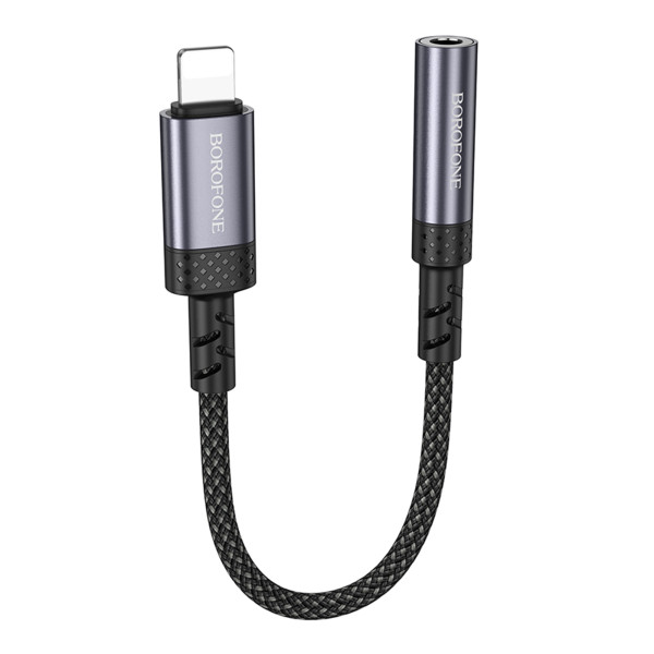 Перехідник Borofone BV24 iP to AUX 3.5mm (female) 15cm Сiрий