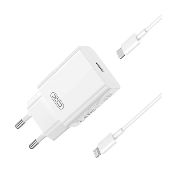 Сетевое Зарядное Устройство XO L126 1USB-C PD/QC 20W+Type-C to Lightning Белый