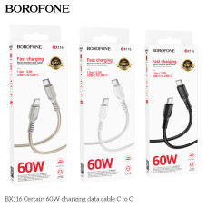 USB Borofone BX116 Type-C to Type-C 60W Черный