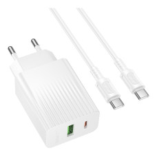 Сетевое Зарядное Устройство Borofone BAS76A 1USB-C/1USB PD/QC 30W+Type-C to Type-C Белый