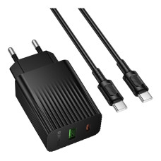 Сетевое Зарядное Устройство Borofone BAS76A 1USB-C/1USB PD/QC 30W+Type-C to Type-C Черный