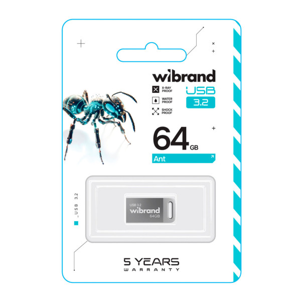 USB Flash Drive 3.2 Wibrand 64gb Ant Gen1 Серебро