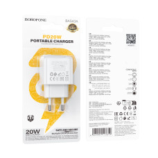 Сетевое Зарядное Устройство Borofone BAS43A 1USB-C PD/QC 20W Белый