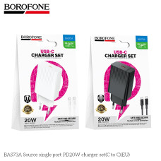 Сетевое Зарядное Устройство Borofone BAS73A 1USB-C PD/QC 20W+Type-C to Type-C Белый