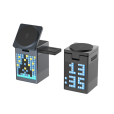 Беспроводное Зарядное Устройство 5in1 15W(Pixel Display/Clock/BT Speaker 5W)IPVersion Мятая упаковка Черный