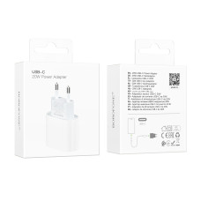 Мережевий Зарядний Пристрій Borofone BA100A 1USB-C PD/QC 20W Бiлий