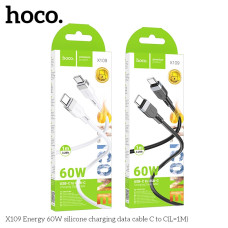 Кабель Hoco X109 Silicone Type-C to Type-C 60W Бiлий
