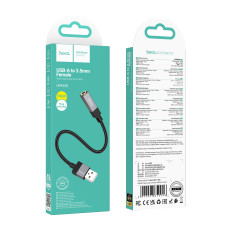 Кабель Aux Hoco UPA32D USB-A to Aux 3.5mm (Female) 15cm Чорний