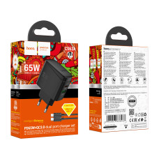 Сетевое Зарядное Устройство Hoco CS63A 1USB/1USB-C PD65W/QC GAN+Type-C to Type-C Черный