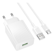 Сетевое Зарядное Устройство Borofone BAS72A 1USB QC 18W+USB to Type-C Белый