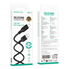 USB Borofone BX113 Silicone Micro 2.4A 3m Черный