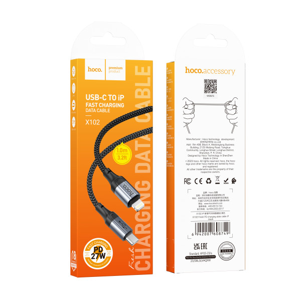 USB Hoco X102 Type-C to Lightning PD27W Черный
