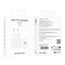 Сетевое Зарядное Устройство Borofone BA82A 1USB-C PD/QC 25W Белый