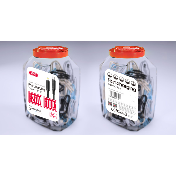Кабель USB XO-Q265A Type-C to Lightning PD27W (30pcs/bottle) Чорний/Білий/Блакитний/Рожевий