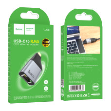 Перехідник Hoco UA35 Type-C to RJ45 10/100Mbps Сiрий