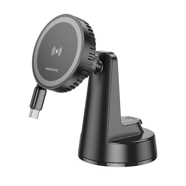 Автотримач Borofone BH208 Mona Magnetic Wireless 15W М'ята упаковка Чорний