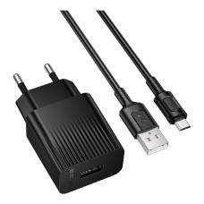 Сетевое Зарядное Устройство Borofone BAS71A 1USB 2.1A+USB to Micro Черный