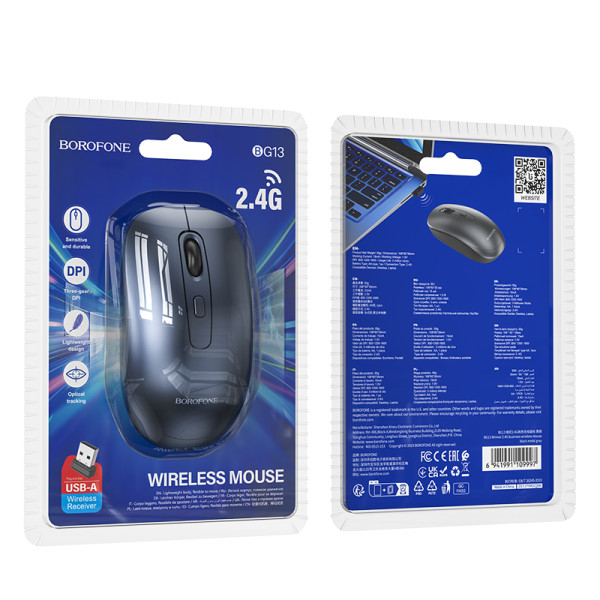 Бездротова Миша Borofone BG13 Winner 2.4G + Bluetooth Чорний