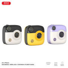 Power Bank XO PR223 Magnetic 15W mini camera digital display 10000mAh Фиолетовый+белый