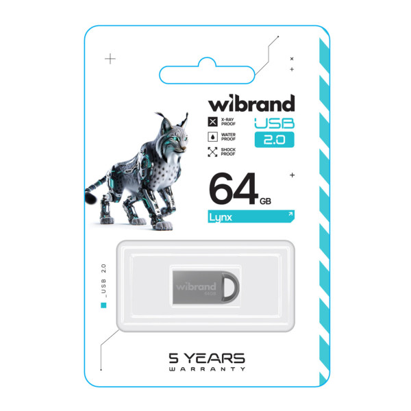USB флеш-накопичувач Wibrand 64gb Lynx Срібло