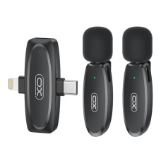 Микрофон Петличный Беспроводной XO MKF010 Twin Type-C+IP Черный