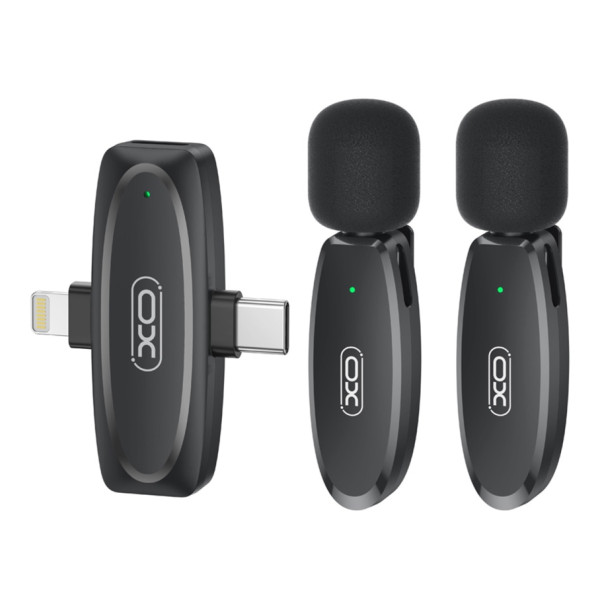 Микрофон Петличный Беспроводной XO MKF010 Twin Type-C+IP Черный