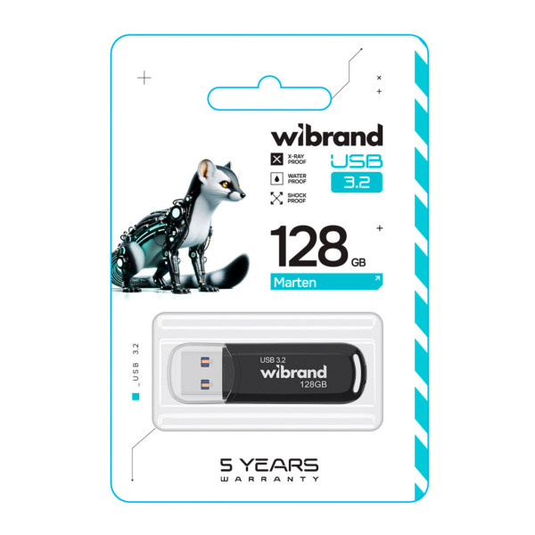 USB флеш-накопичувач 3.2 Wibrand 128gb Marten Gen1 Чорний