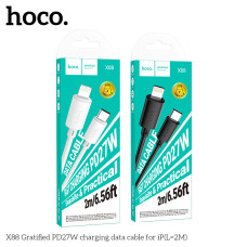 Кабель USB Hoco X88 Gratified PD27W Type-C to Lightning 2m Білий