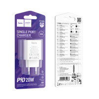 Мережевий Зарядний Пристрій Hoco C143A 1USB-C PD/QC 20W Бiлий