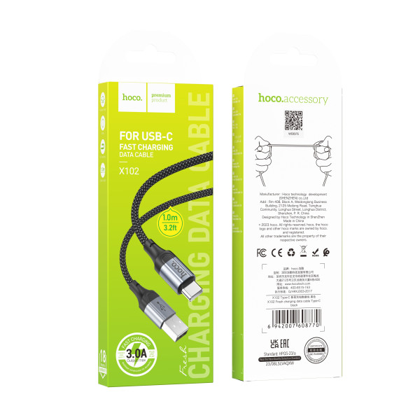 USB Hoco X102 Type-C 3A Черный