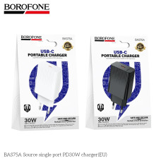 Сетевое Зарядное Устройство Borofone BAS75A 1USB-C PD/QC 30W Белый