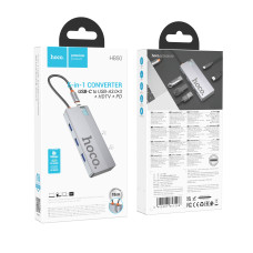 Хаб USB Hoco HB50 Type-C 5-in-1 (HDTV+PD+USB3.0*3) Сірий
