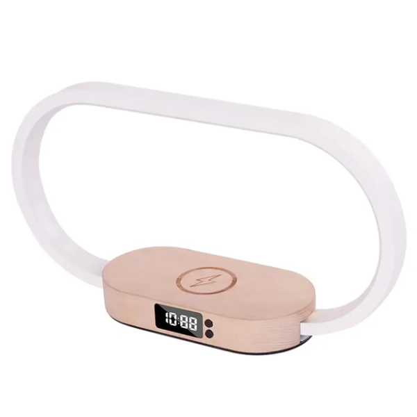 Беспроводное Зарядное Устройство WR08 3in1+Lamp/Clock/Wireless 10W Мят.упак. Коричневый