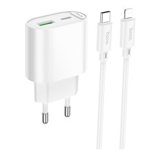 Сетевое Зарядное Устройство Hoco C109A 1USB-C/1USB PD/QC 20W+Type-C to Lightning Белый