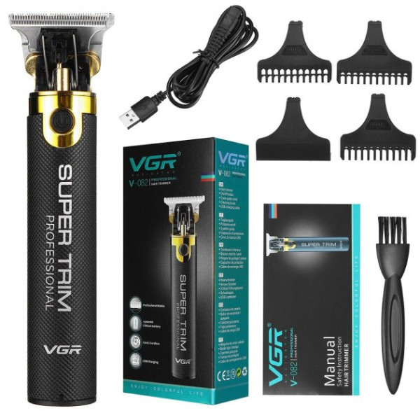 Триммер для стрижки волос и бороды VGR V-082, Professional, 3 насадки, STRONG BATTERY