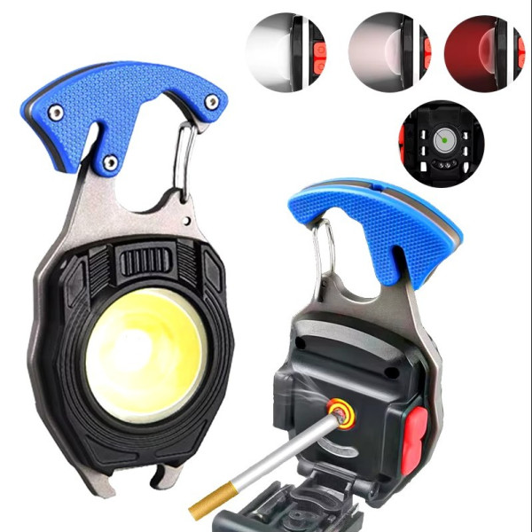 Багатофункціональний ліхтар брелок W5147 (white+yellow+red) multitool Li-Ion акумулятор, карабін, викрутка, запальничка