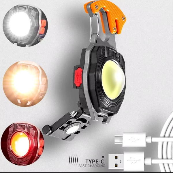 Багатофункціональний ліхтар брелок W5147 (white+yellow+red) multitool Li-Ion акумулятор, карабін, викрутка, запальничка