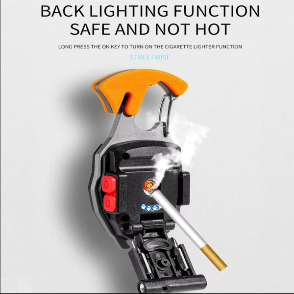Багатофункціональний ліхтар брелок W5147 (white+yellow+red) multitool Li-Ion акумулятор, карабін, викрутка, запальничка