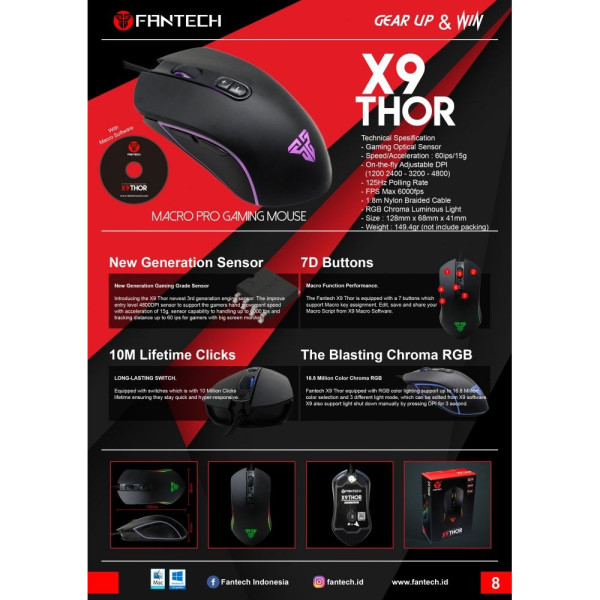 USB Миша Ігрова FANTECH X9 Thor Чорний