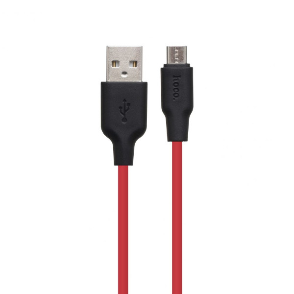 Кабель USB Hoco X21 Plus Silicone Micro 0.25m Чорно-Червоний